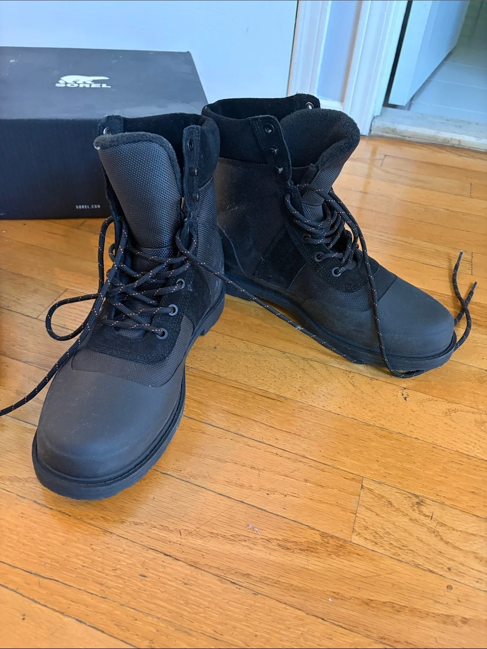 Hunter Black and Gray Lace-Up Waterproof Boots